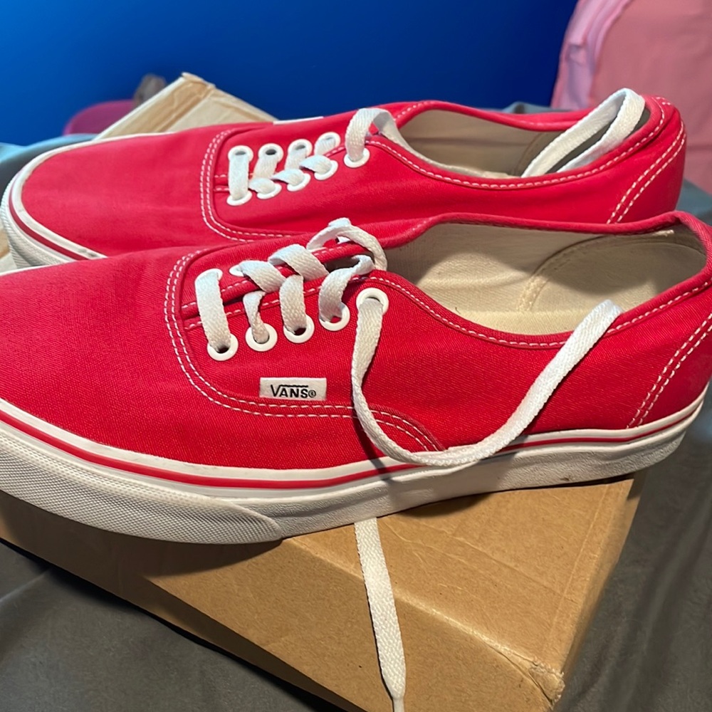 Red and white vans